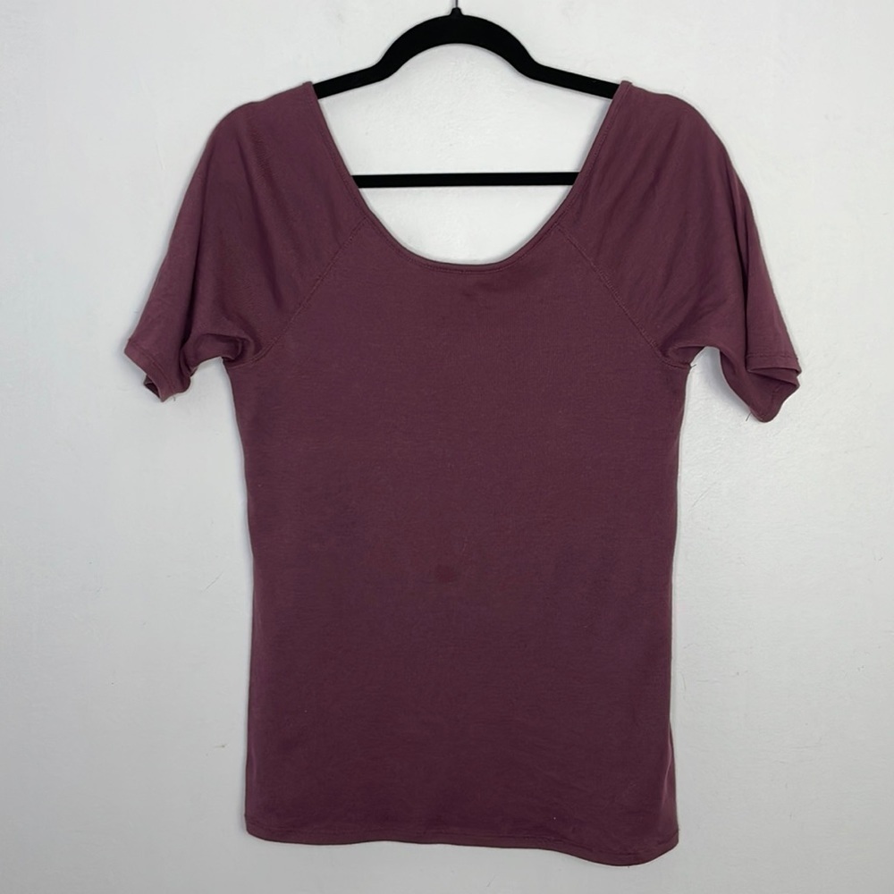 Anthropologie Postmark plum ribbed classic top
